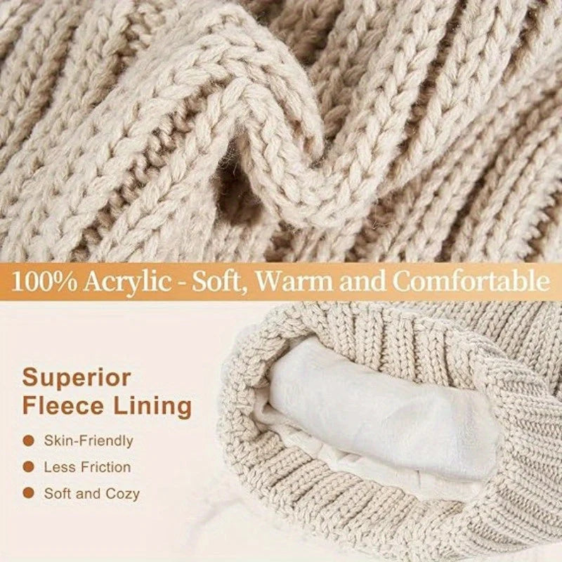 Winter Accessories Set Soft Knit Touchscreen Gloves