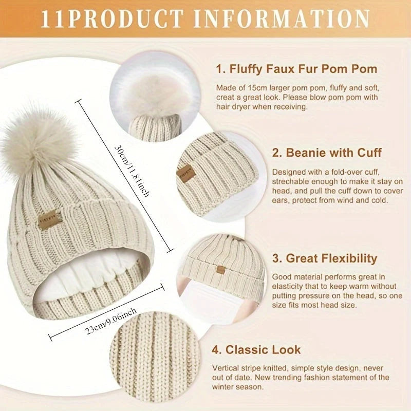 Winter Accessories Set Soft Knit Touchscreen Gloves