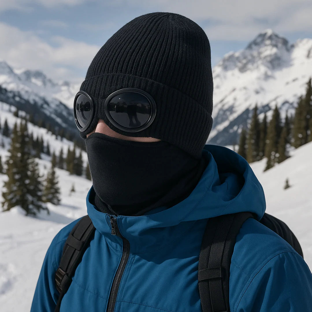 Winter Beanie Fold-Up Goggles Double-Layer Polyester