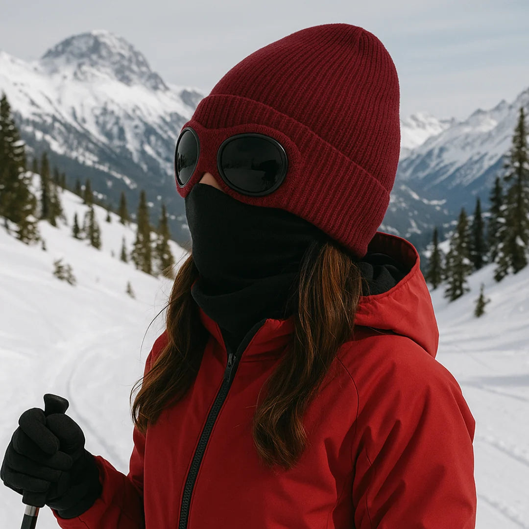 Winter Beanie Fold-Up Goggles Double-Layer Polyester