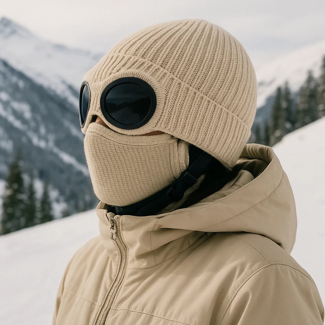 Winter Beanie Fold-Up Goggles Double-Layer Polyester