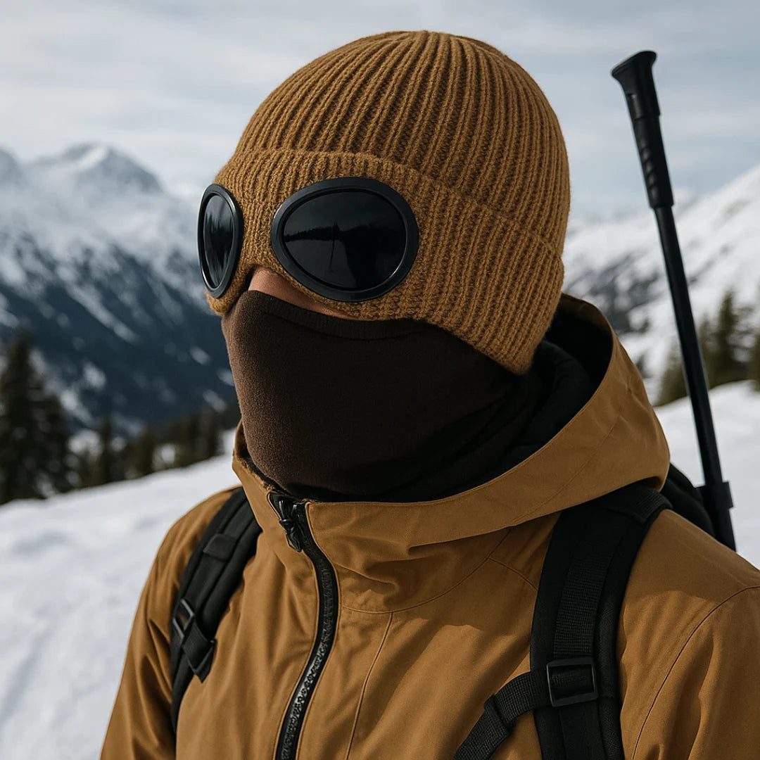 Winter Beanie Fold-Up Goggles Double-Layer Polyester