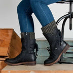 Winter Boots Mid-Calf PU Leather Rubber Sole