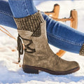 Winter Boots Mid-Calf PU Leather Rubber Sole
