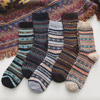 Winter Socks Wool-Cotton Double-Knit Set of 5 Pairs