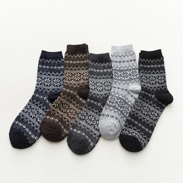 Winter Socks Wool-Cotton Double-Knit Set of 5 Pairs