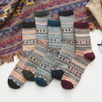 Winter Socks Wool-Cotton Double-Knit Set of 5 Pairs