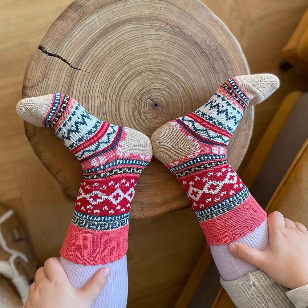 Winter Socks Wool-Cotton Double-Knit Set of 5 Pairs