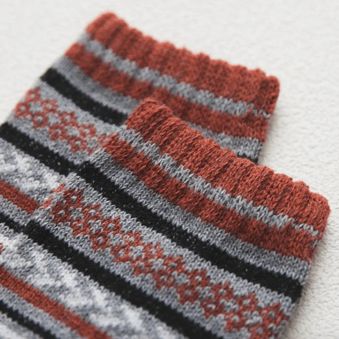 Winter Socks Wool-Cotton Double-Knit Set of 5 Pairs