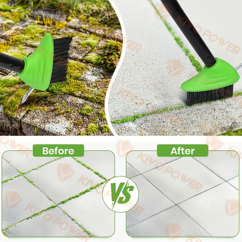 Wire Brush Telescopic Handle 3-in-1 Interchangeable Heads Steel Bristles