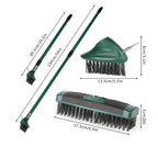 Wire Brush Telescopic Handle 3-in-1 Interchangeable Heads Steel Bristles