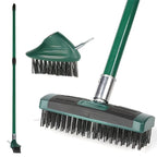 Wire Brush Telescopic Handle 3-in-1 Interchangeable Heads Steel Bristles