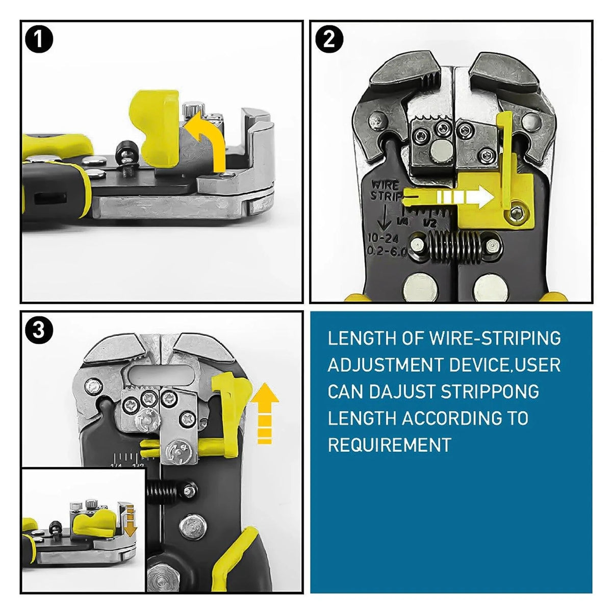 Wire Stripper & Crimper Self-Adjusting Carbon Steel Blades