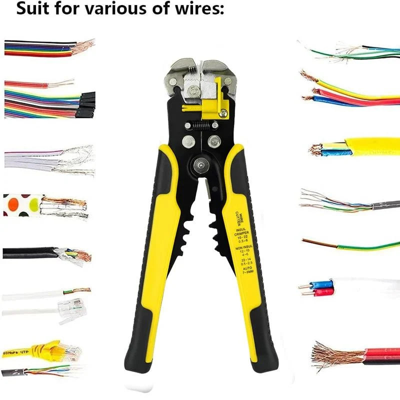Wire Stripper & Crimper Self-Adjusting Carbon Steel Blades