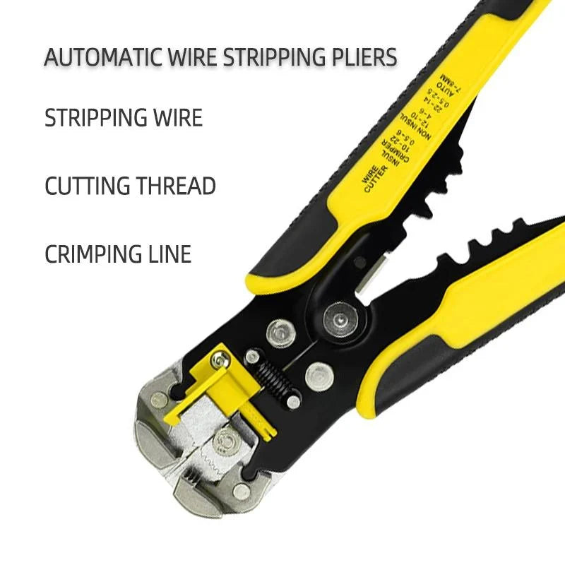 Wire Stripper & Crimper Self-Adjusting Carbon Steel Blades