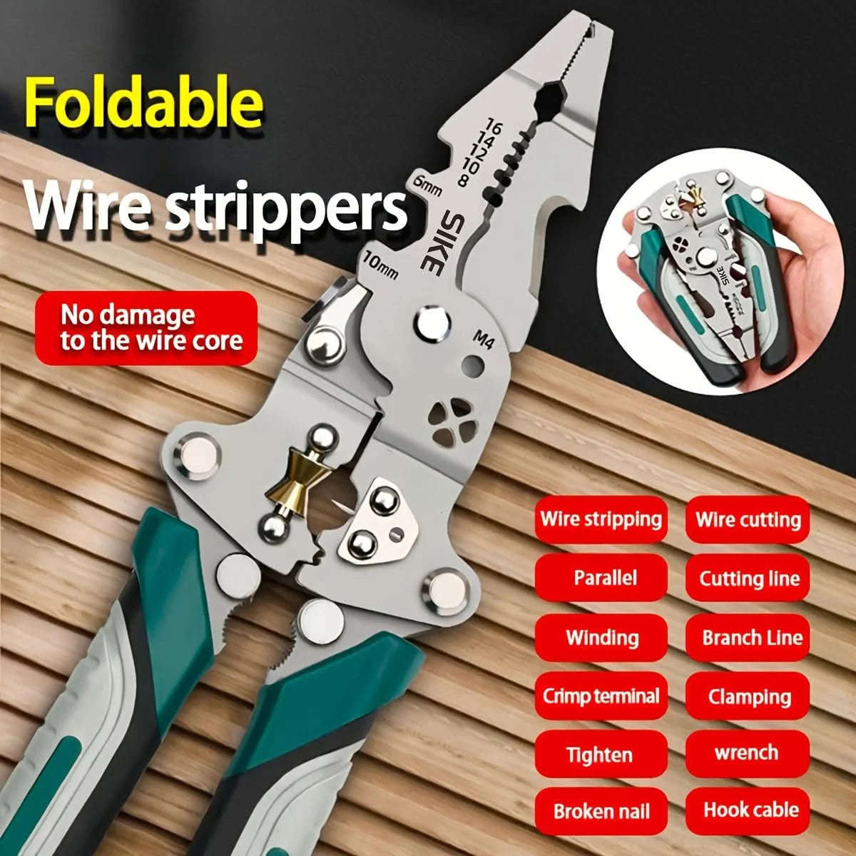 Wire Stripping Tool Foldable Multifunctional High Carbon Steel