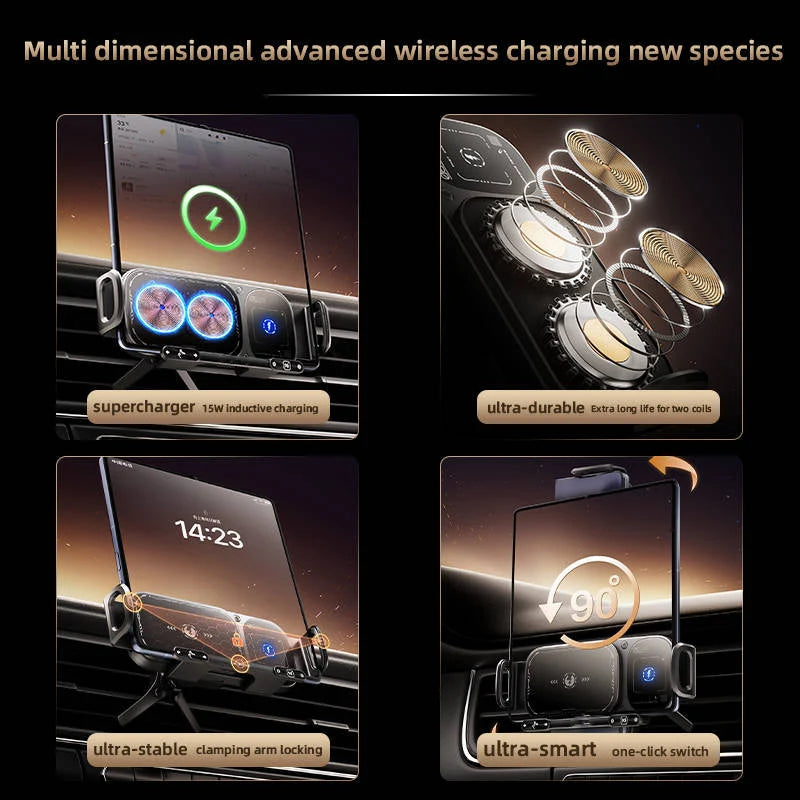Wireless Car Phone Mount One-Touch Auto Clamp 15W Charging
