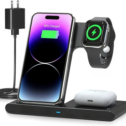 Wireless Charger 3-in-1 Foldable Fast Charging Case Friendly