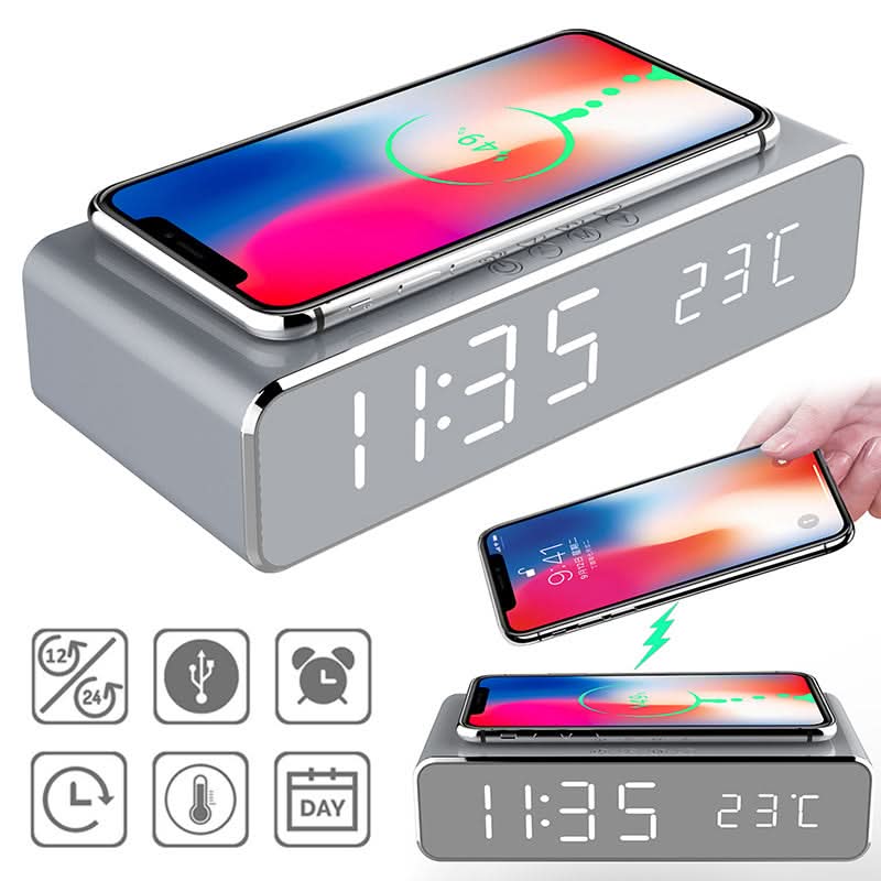 Wireless Charging LED Alarm Clock