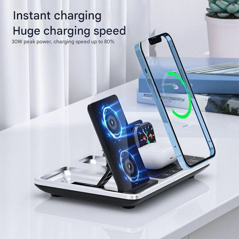 Wireless Charging Station 3-in-1 Foldable 30W Fast Charging