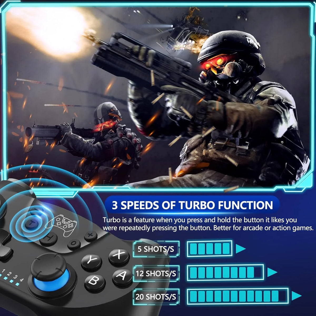 Wireless Controller Hall Effect Joysticks & Vibration 10-Hour Battery
