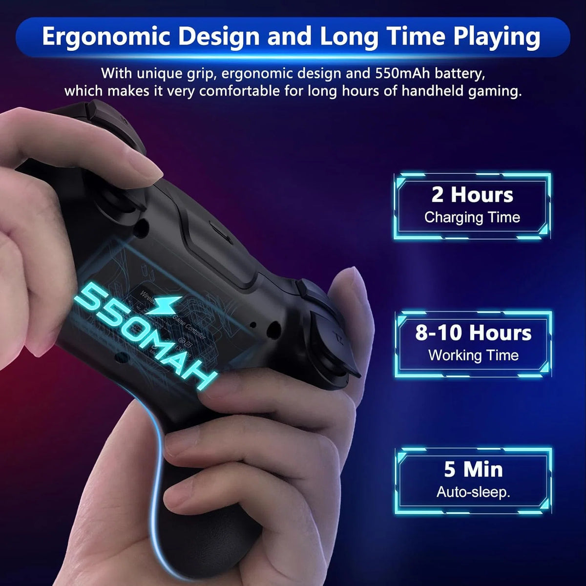 Wireless Controller Hall Effect Joysticks & Vibration 10-Hour Battery