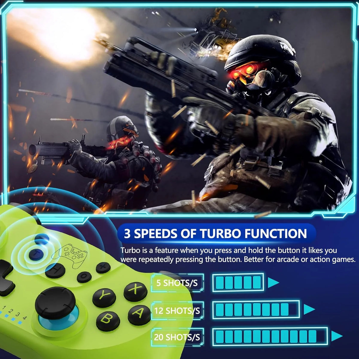 Wireless Controller Hall Effect Joysticks & Vibration 10-Hour Battery