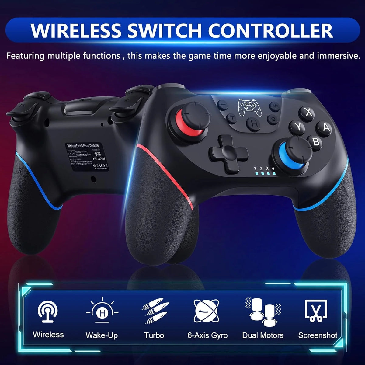 Wireless Controller Hall Effect Joysticks & Vibration 10-Hour Battery