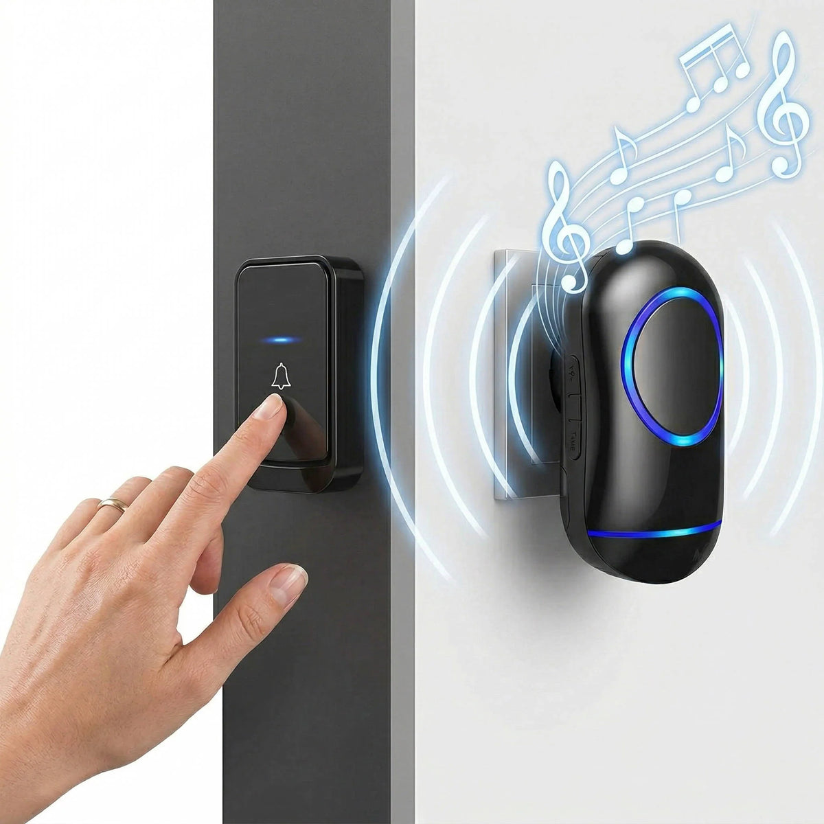 Wireless Doorbell Kit 1000 Foot Range Customizable Chimes