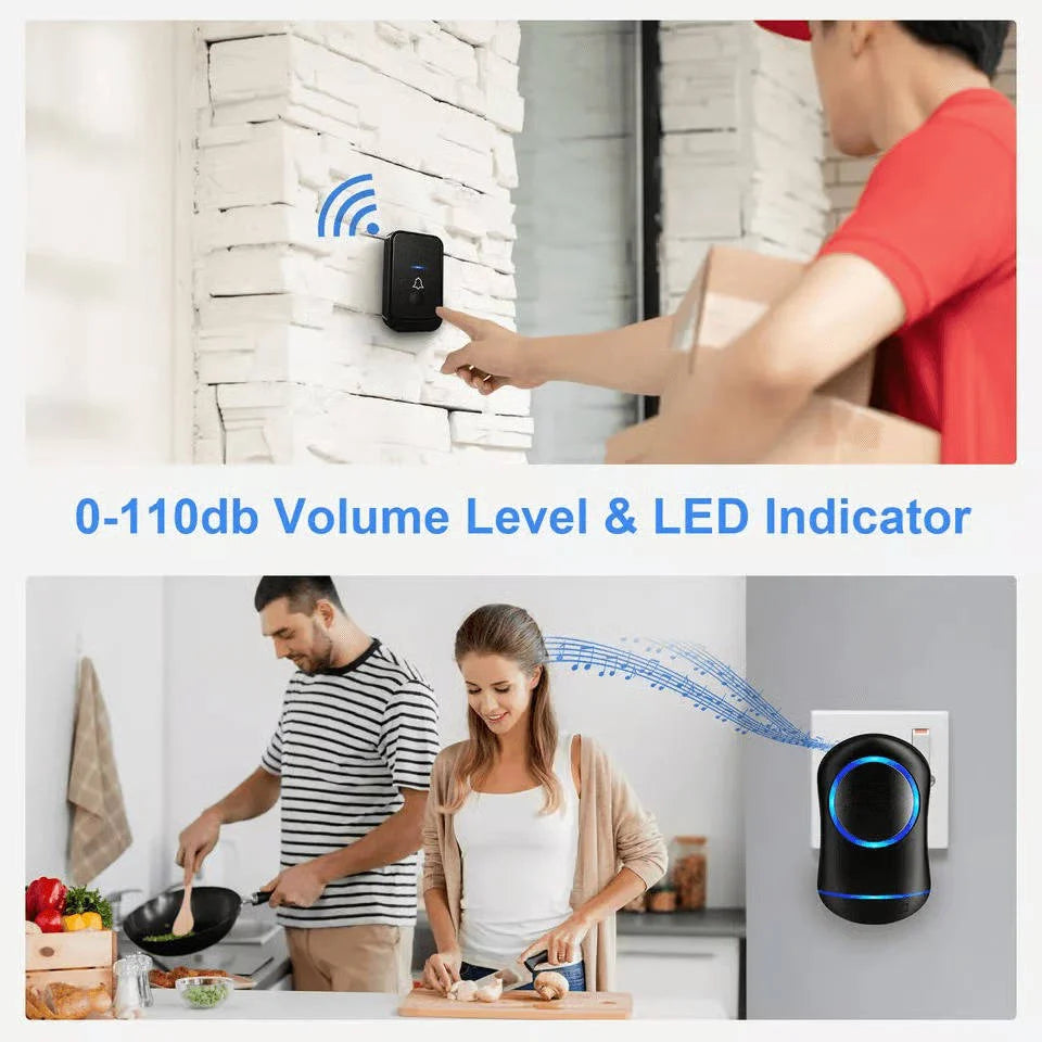 Wireless Doorbell Kit 1000 Foot Range Customizable Chimes