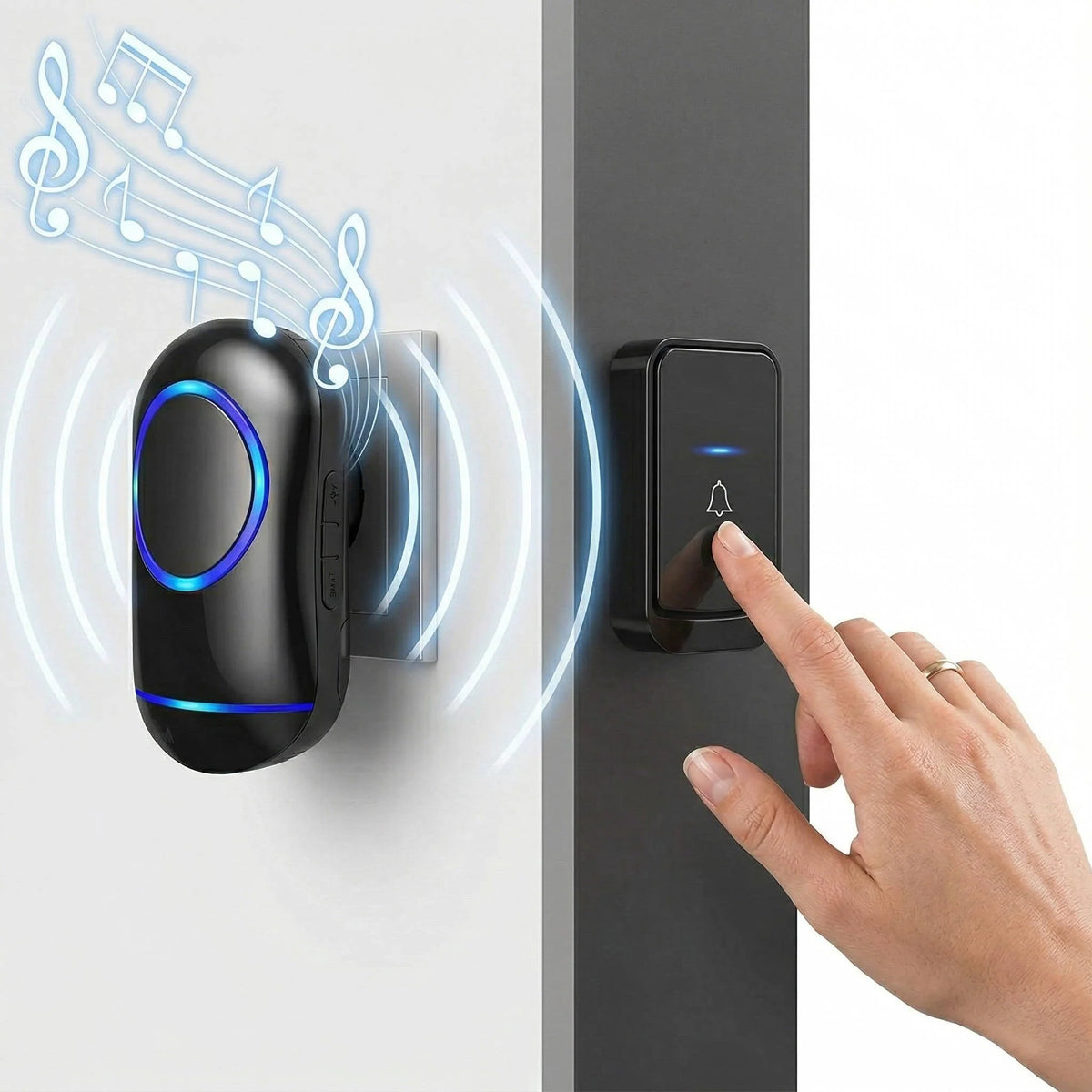 Wireless Doorbell Kit 1000 Ft Range Customizable Chimes & Volume