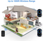 Wireless Doorbell Kit 1000 Ft Range Customizable Chimes & Volume