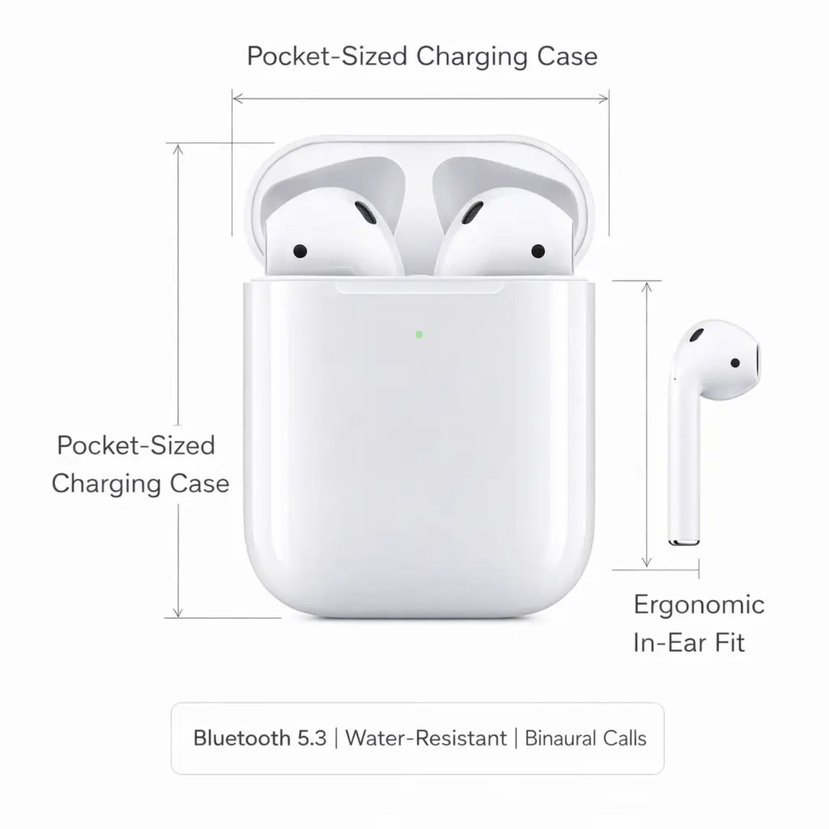 Wireless Earbuds Compact Charging Case Built-In Mic