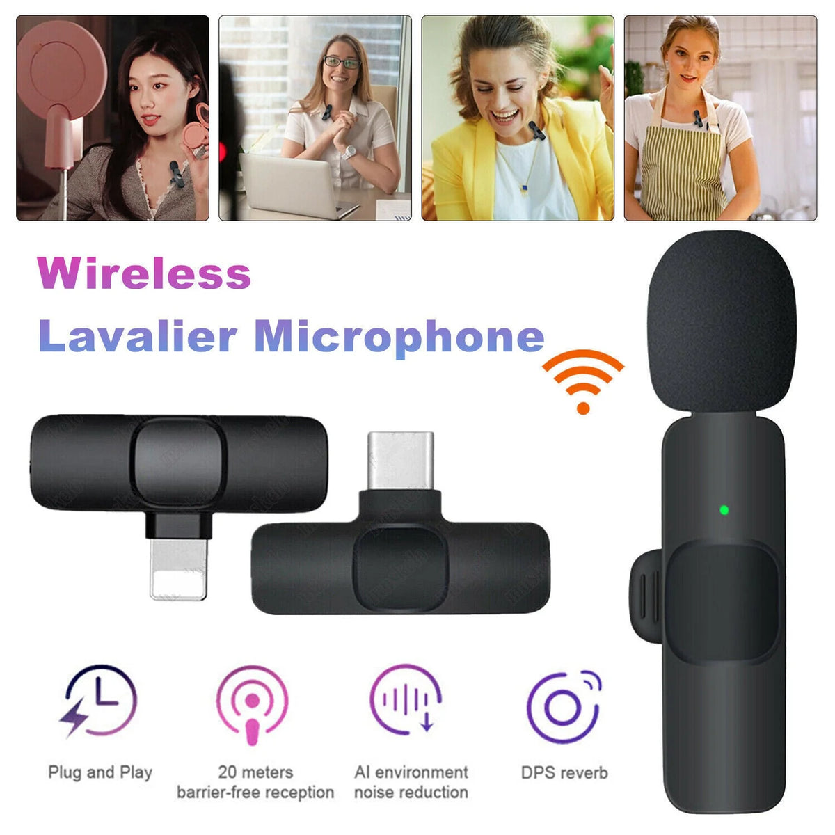 Wireless Microphone Ultra-Low Latency Noise Reduction 10 Hour Battery