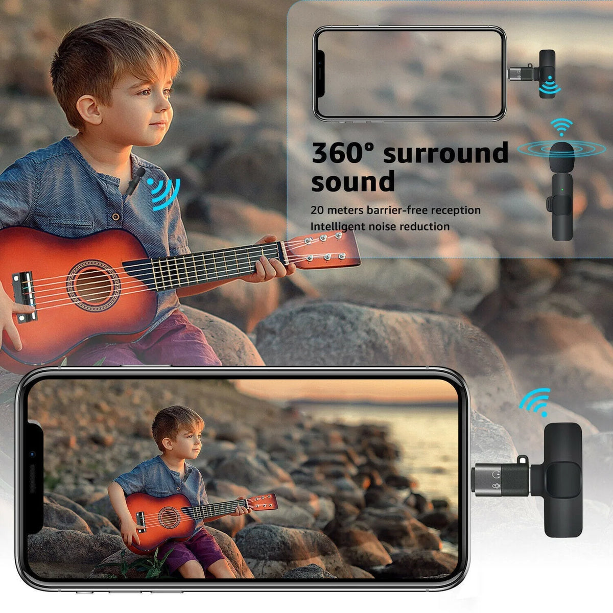 Wireless Microphone Ultra-Low Latency Noise Reduction 10 Hour Battery