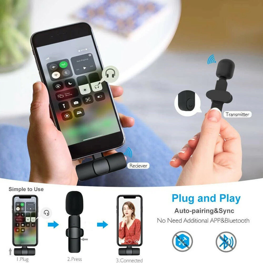 Wireless Microphone Ultra-Low Latency Noise Reduction 10 Hour Battery