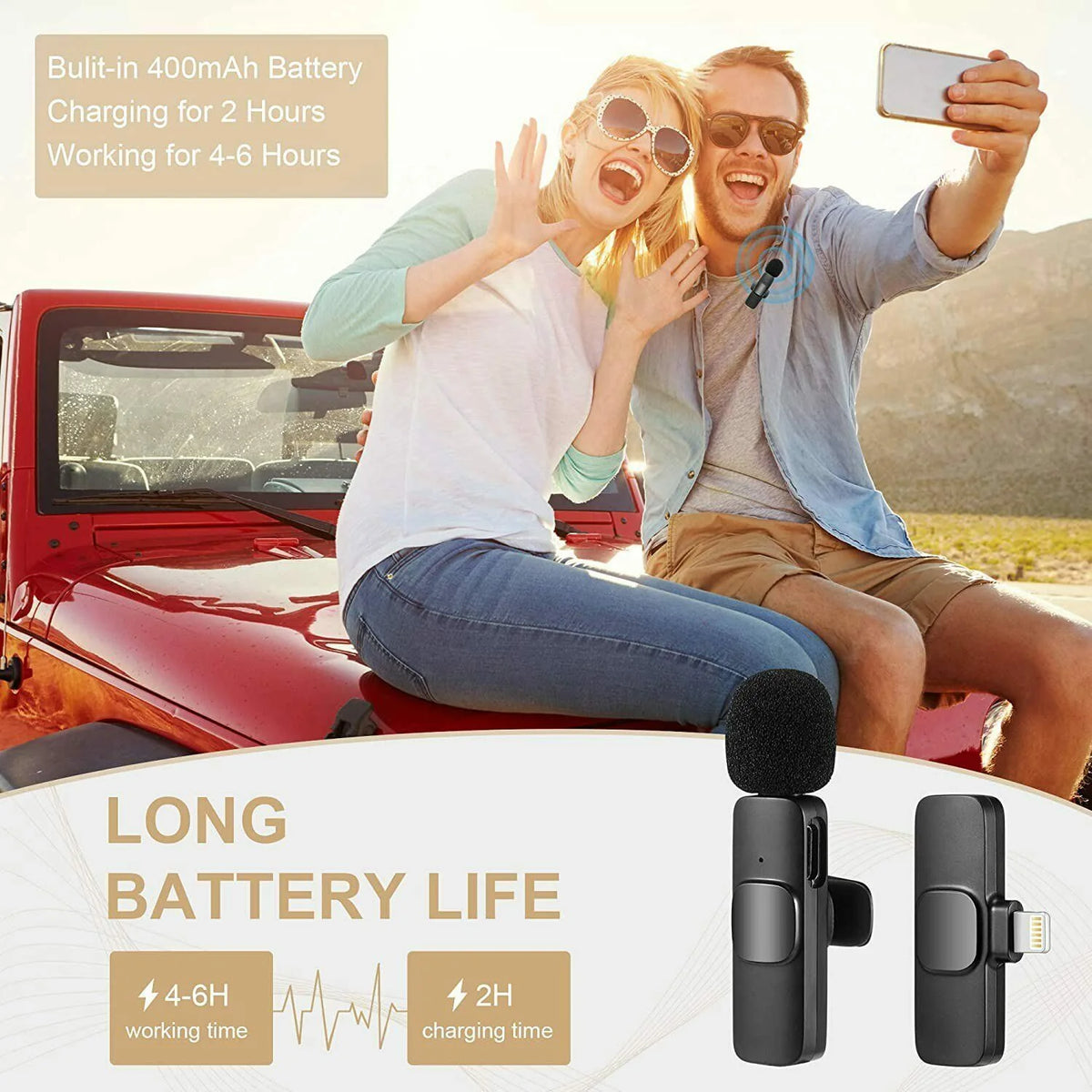 Wireless Microphone Ultra-Low Latency Noise Reduction 10 Hour Battery