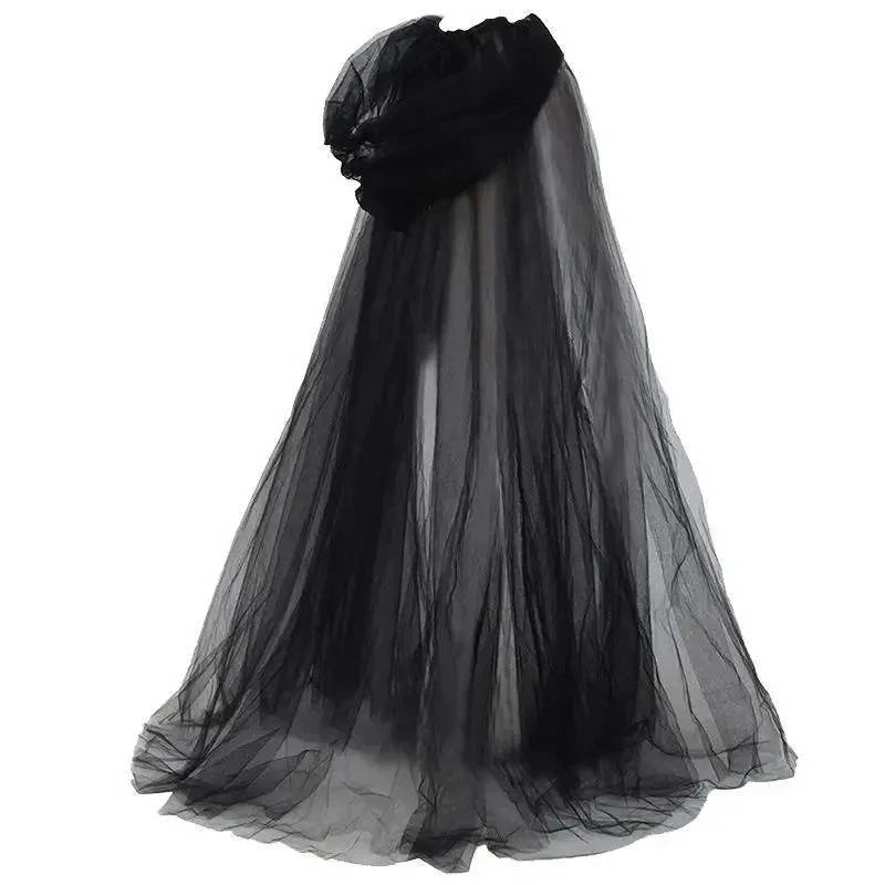 Witch Cloak Layered Tulle Adjustable Hood One Size