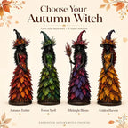 Witch Figurine Polyresin Autumn Leaf Dress Halloween Decor