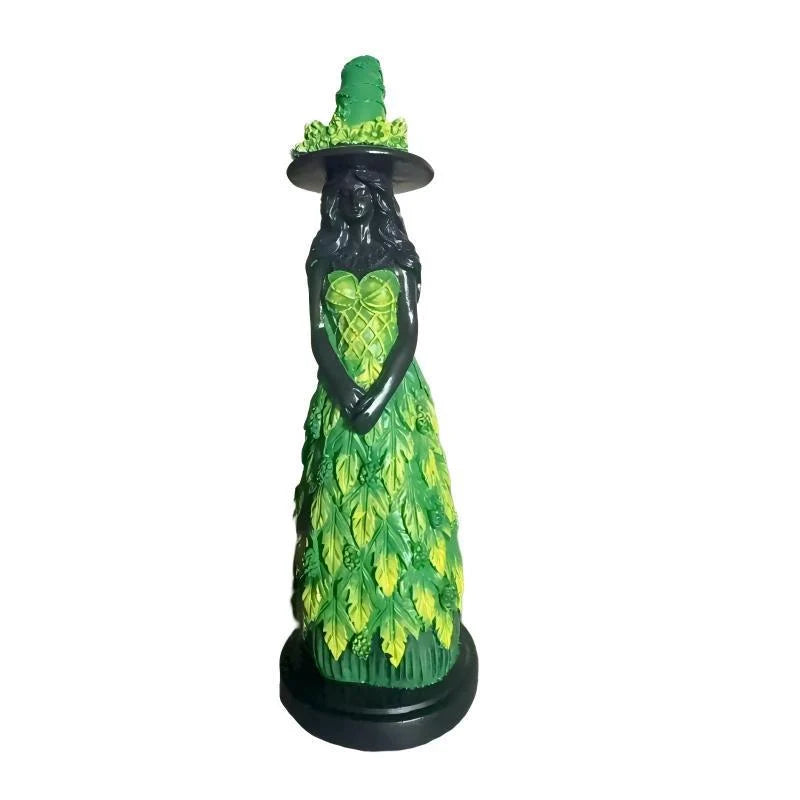 Witch Figurine Polyresin Autumn Leaf Dress Halloween Decor