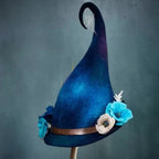 Witch Hat Handmade Wool Felt Adjustable Fit Chiffon Trim