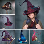 Witch Hat Handmade Wool Felt Adjustable Fit Chiffon Trim