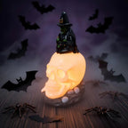 Witch Head Statue Sitting on Skull Compact Durable
