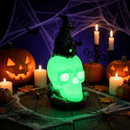 Witch Head Statue Sitting on Skull Compact Durable