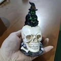 Witch Head Statue Sitting on Skull Compact Durable