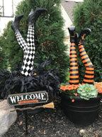 Witch Leg Yard Stakes Striped Resin Set of 2