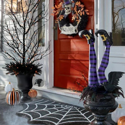Witch Leg Yard Stakes Striped Resin Set of 2