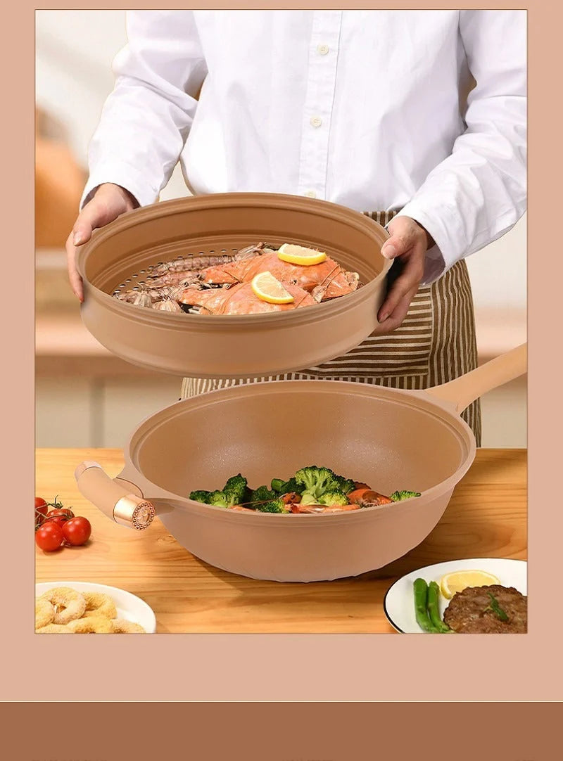 Wok Pan Non-Stick Even Heat Induction & Gas Compatible