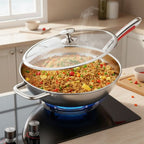 Wok Stainless Steel Curved Bottom Induction Compatible