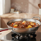 Wok Stainless Steel Curved Bottom Induction Compatible